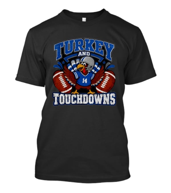Detriot Lions Thanksgiving Football Turkey Touchdowns Fun T-Shirt