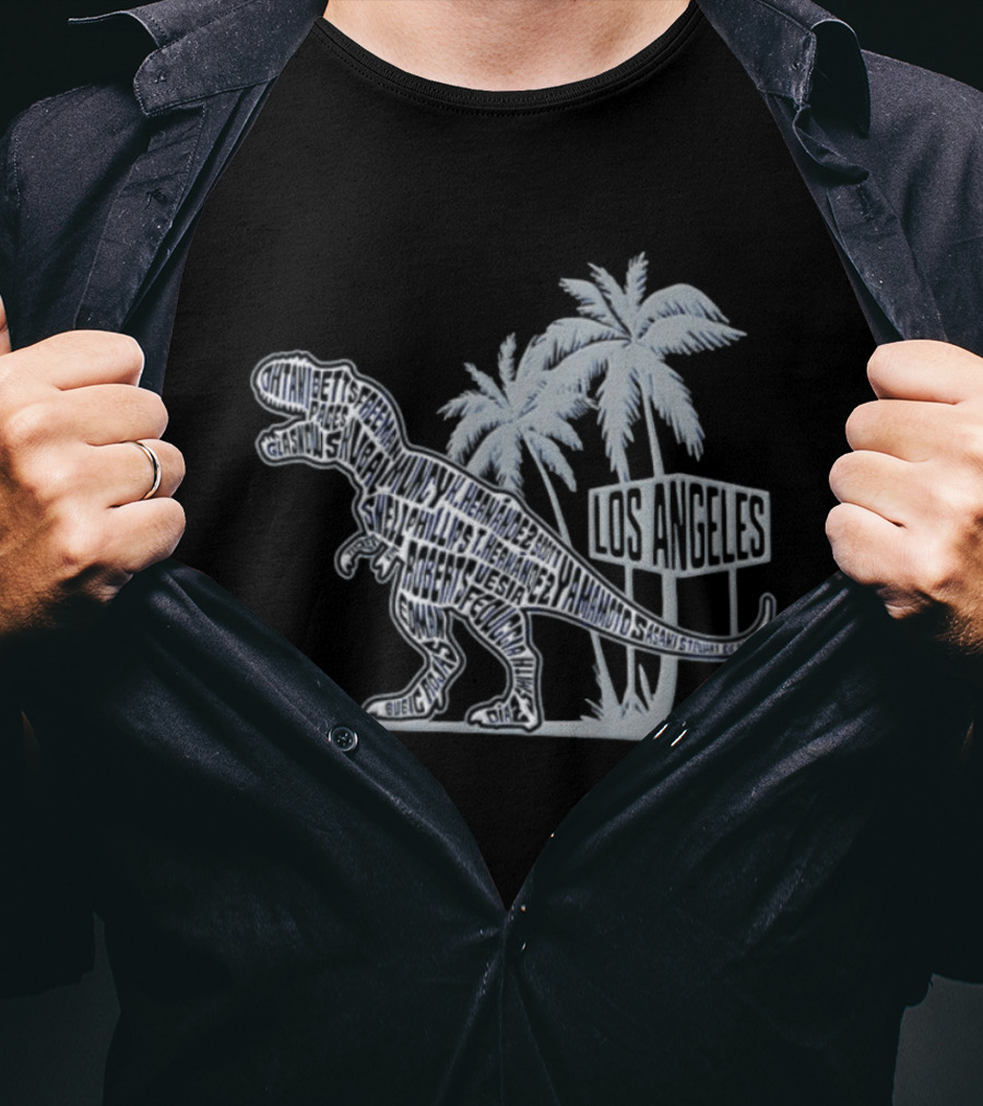 Los Angeles Dodgers Dinosaur Names Palm Trees T-Shirt