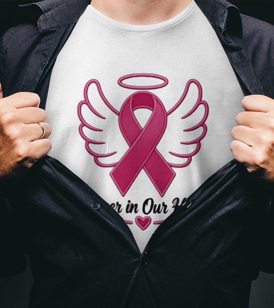 Forever In Our Hearts Breast Cancer Awareness Angel Ribbon T-Shirt