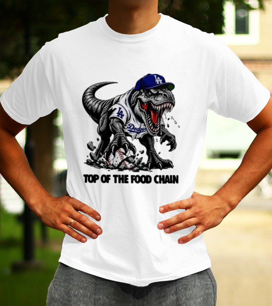 Tyrannosaurus Los Angeles Dodgers MLB Top Of The Food Chain Baseball Rex T-Shirt