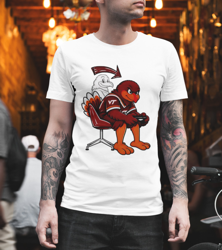 Virginia Tech Hokies Turkey Playing Video Game NCAAF Team Spirit T-Shirt