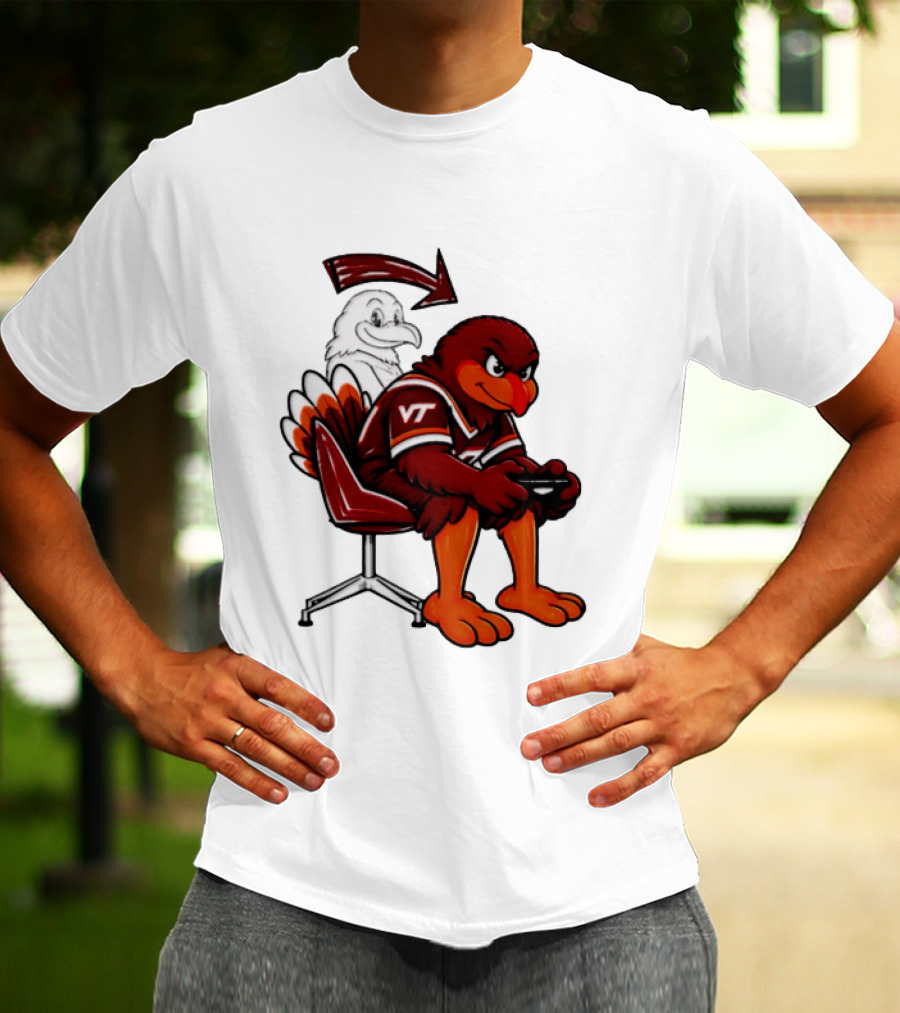 Virginia Tech Hokies Turkey Playing Video Game NCAAF Team Spirit T-Shirt