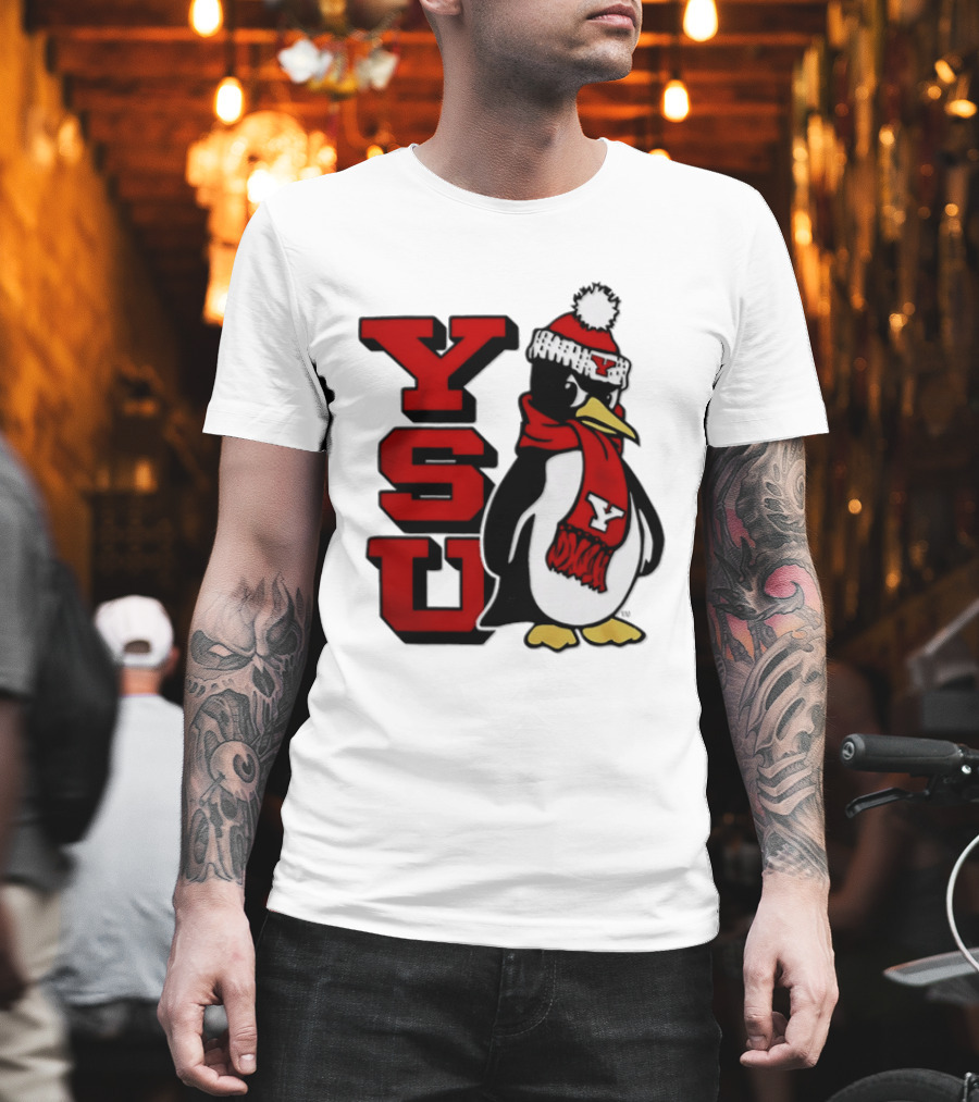 Youngstown State University YSU Penguin Winter Hat Scarf T-Shirt