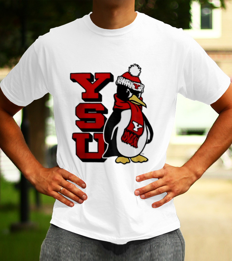 Youngstown State University YSU Penguin Winter Hat Scarf T-Shirt