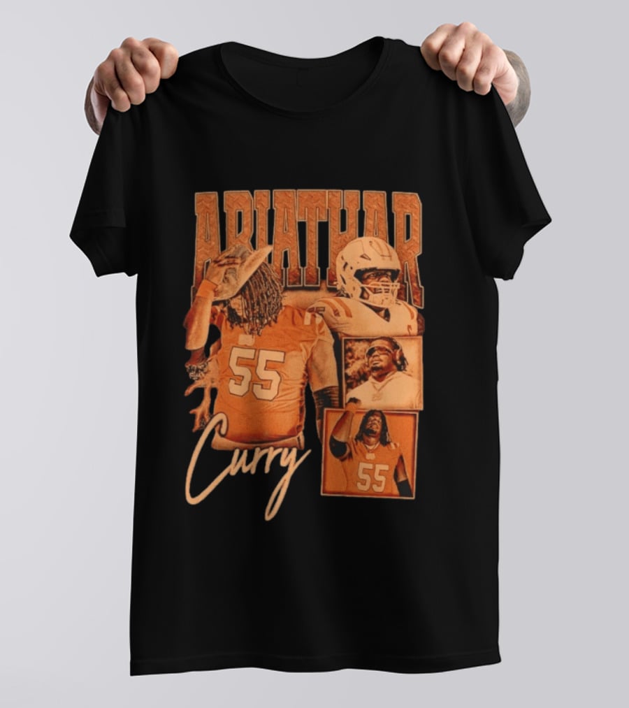 Ariathar Curry 55 Football Player Portrait Montage T-Shirt