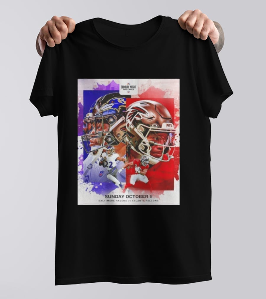 Sunday Night Football October 11 Baltimore Ravens Vs Atlanta Falcons NFL Matchup T-Shirt