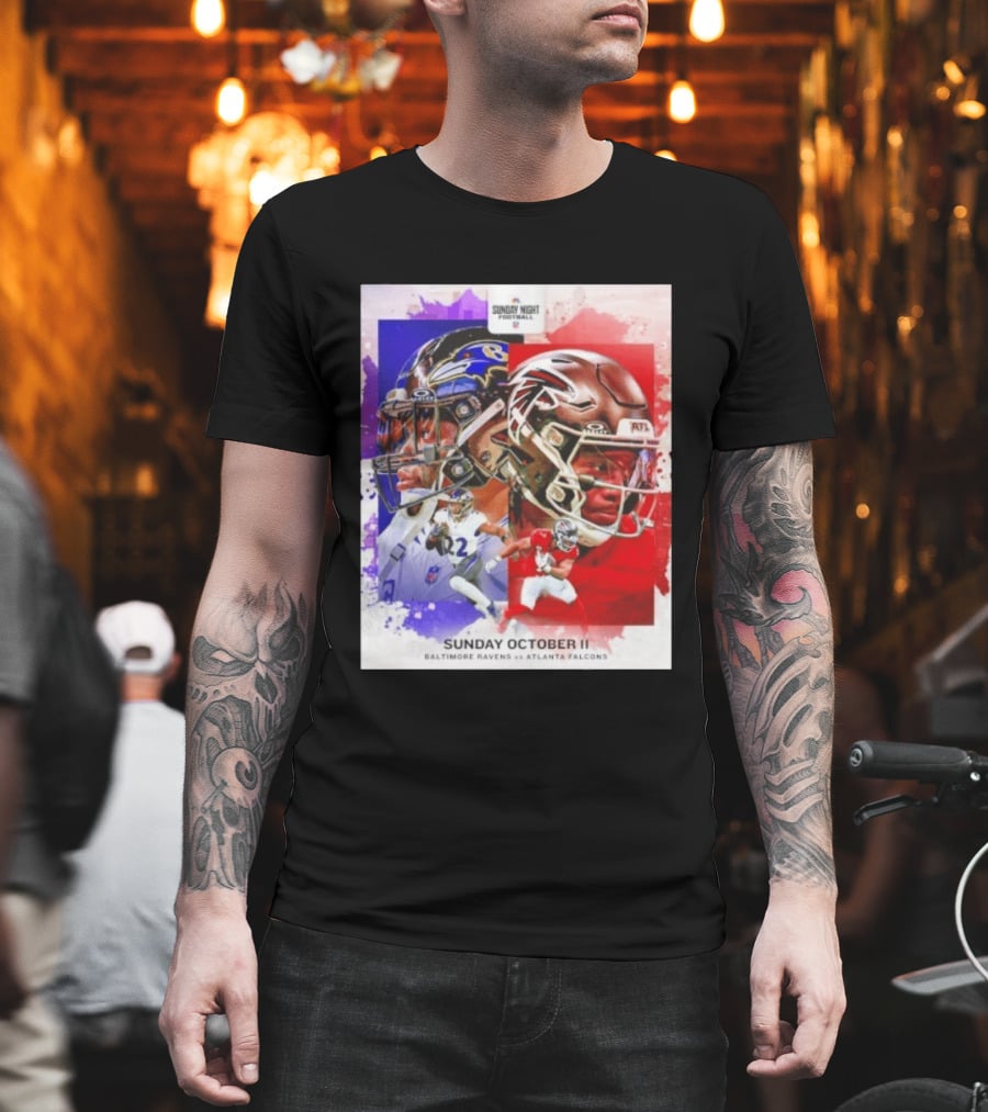 Sunday Night Football October 11 Baltimore Ravens Vs Atlanta Falcons NFL Matchup T-Shirt
