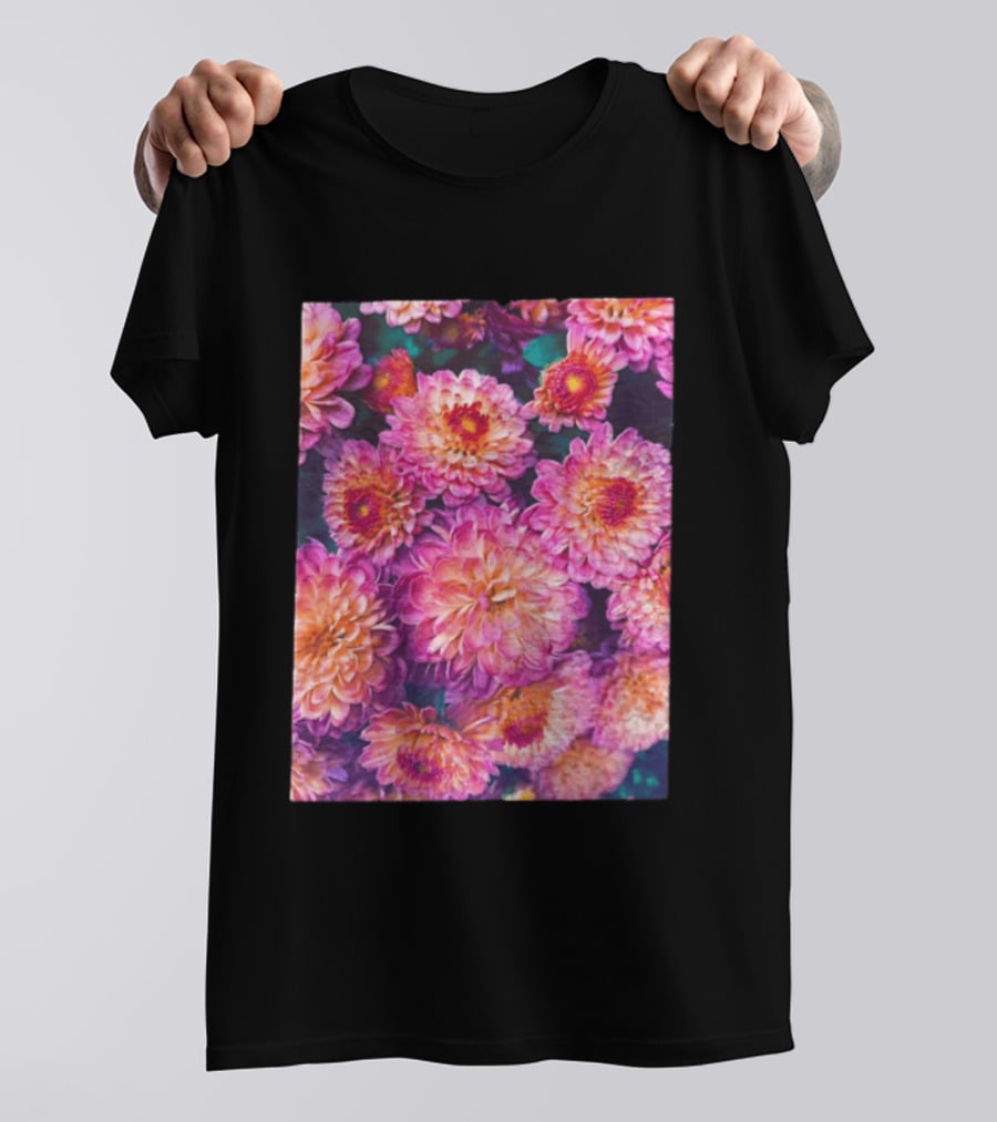 Many Pink And Orange Chrysanthemum Flowers In Full Bloom T-Shirt