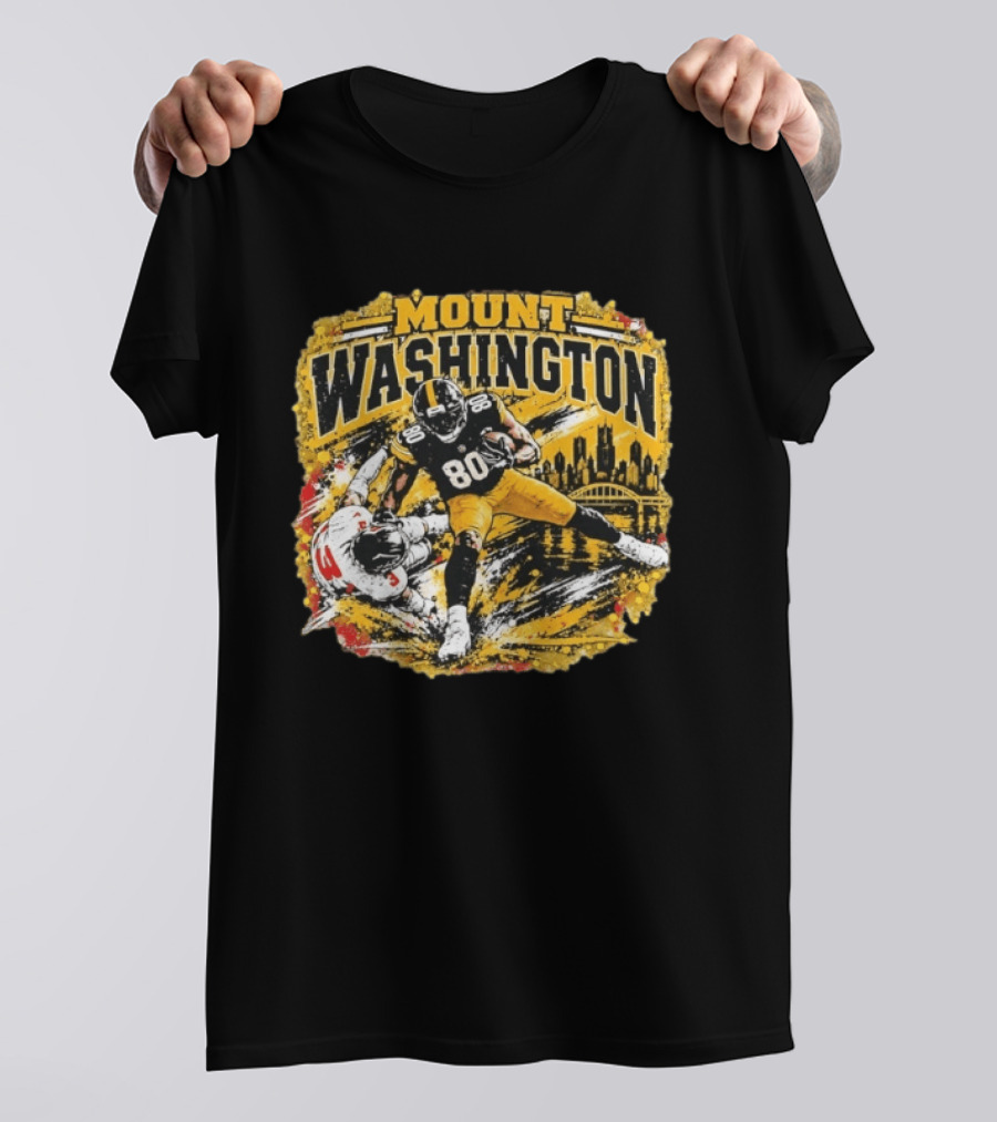 Mount Washington Pittsburgh Steelers 80 Football Distressed T-Shirt