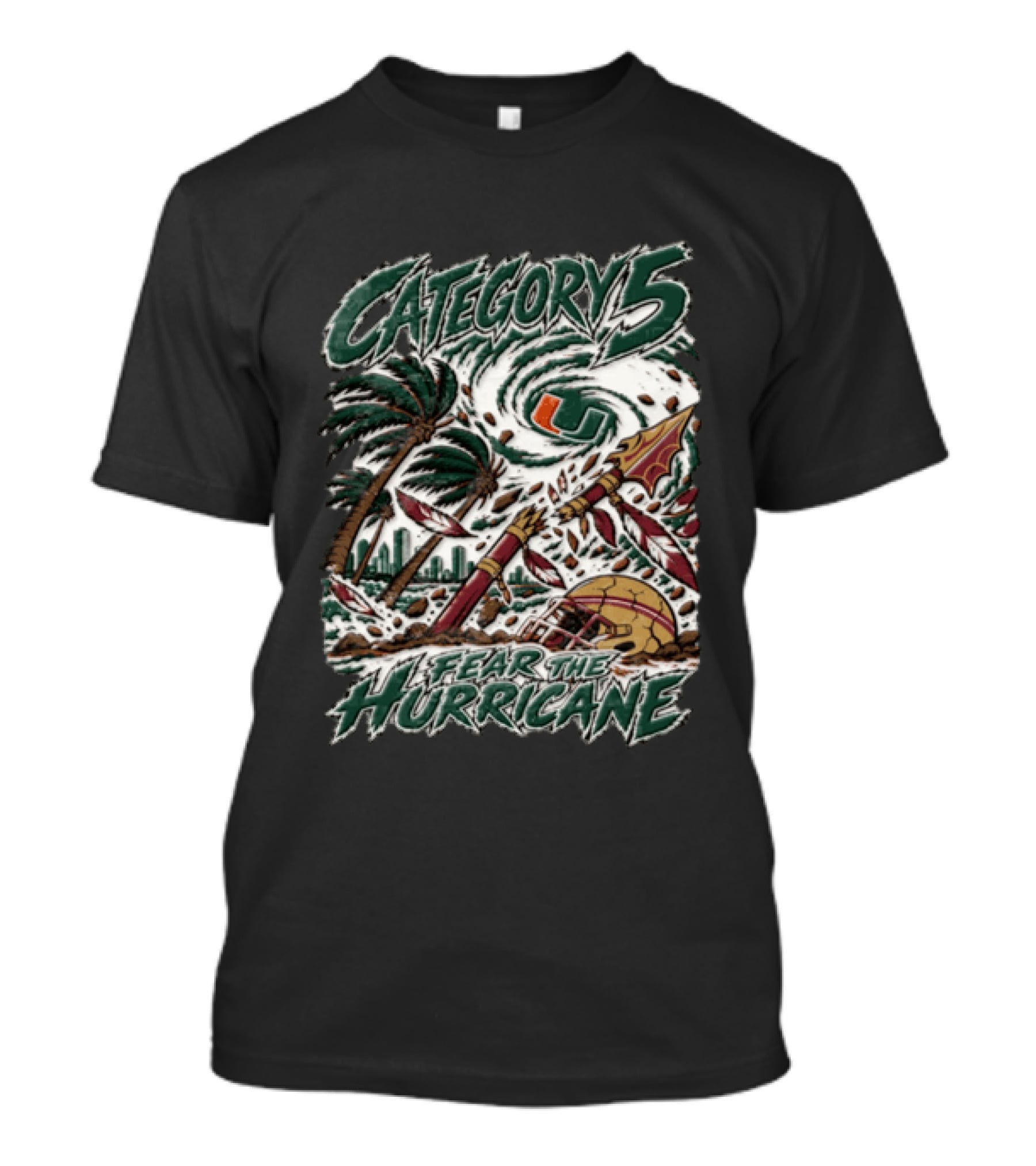 Category 5 Fear The Hurricane Miami Vs Florida State Football Showdown T-Shirt