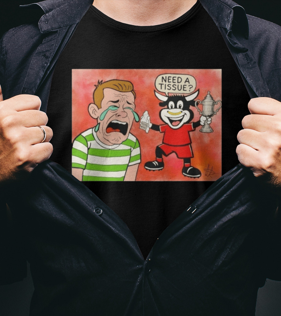 Need A Tissue Aberdeen FC Taunting Crying Celtic Cartoon Trophy T-Shirt