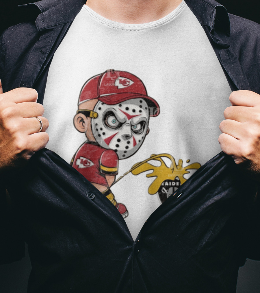 Kansas City Chiefs Jason Voorhees Pissing On Las Vegas Raiders T-Shirt