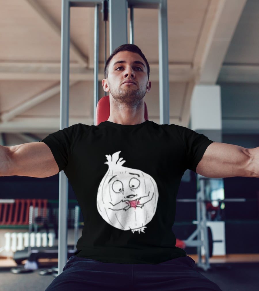 Crying Onion Cartoon Funny Vegetable Drawing T-Shirt