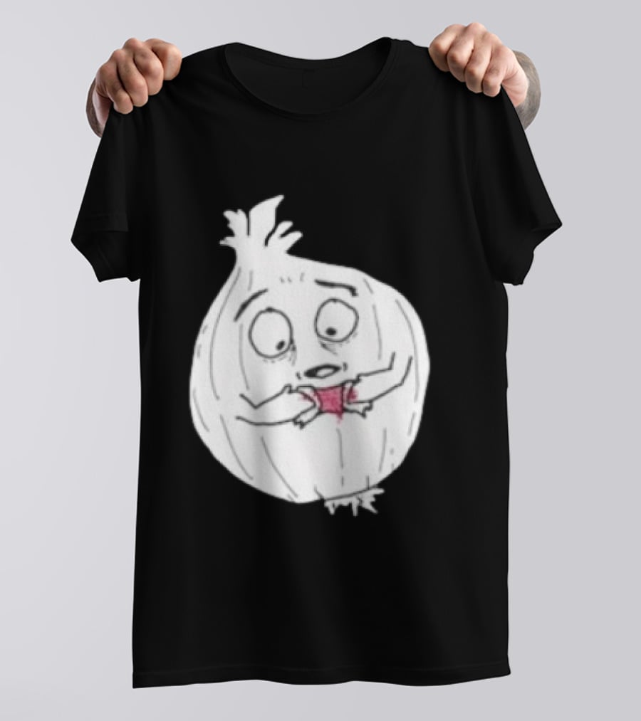 Crying Onion Cartoon Funny Vegetable Drawing T-Shirt