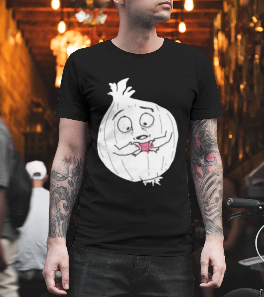 Crying Onion Cartoon Funny Vegetable Drawing T-Shirt