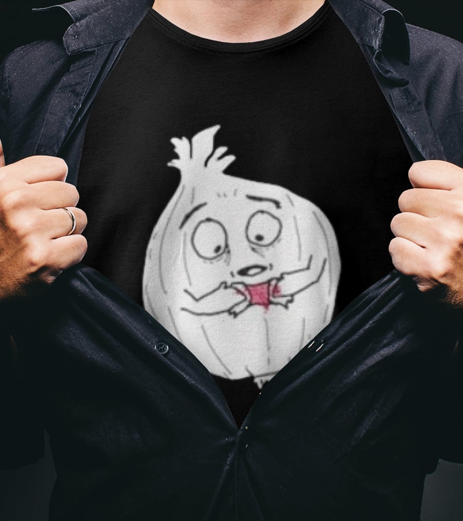 Crying Onion Cartoon Funny Vegetable Drawing T-Shirt