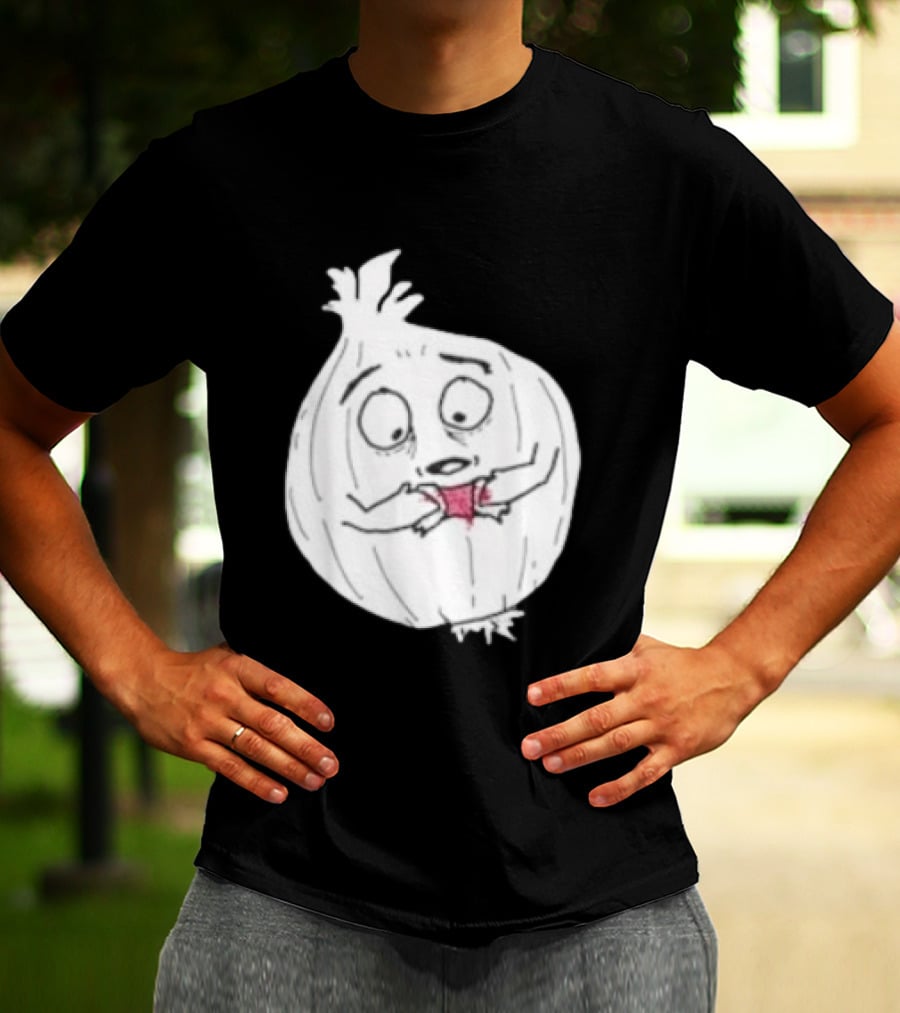 Crying Onion Cartoon Funny Vegetable Drawing T-Shirt