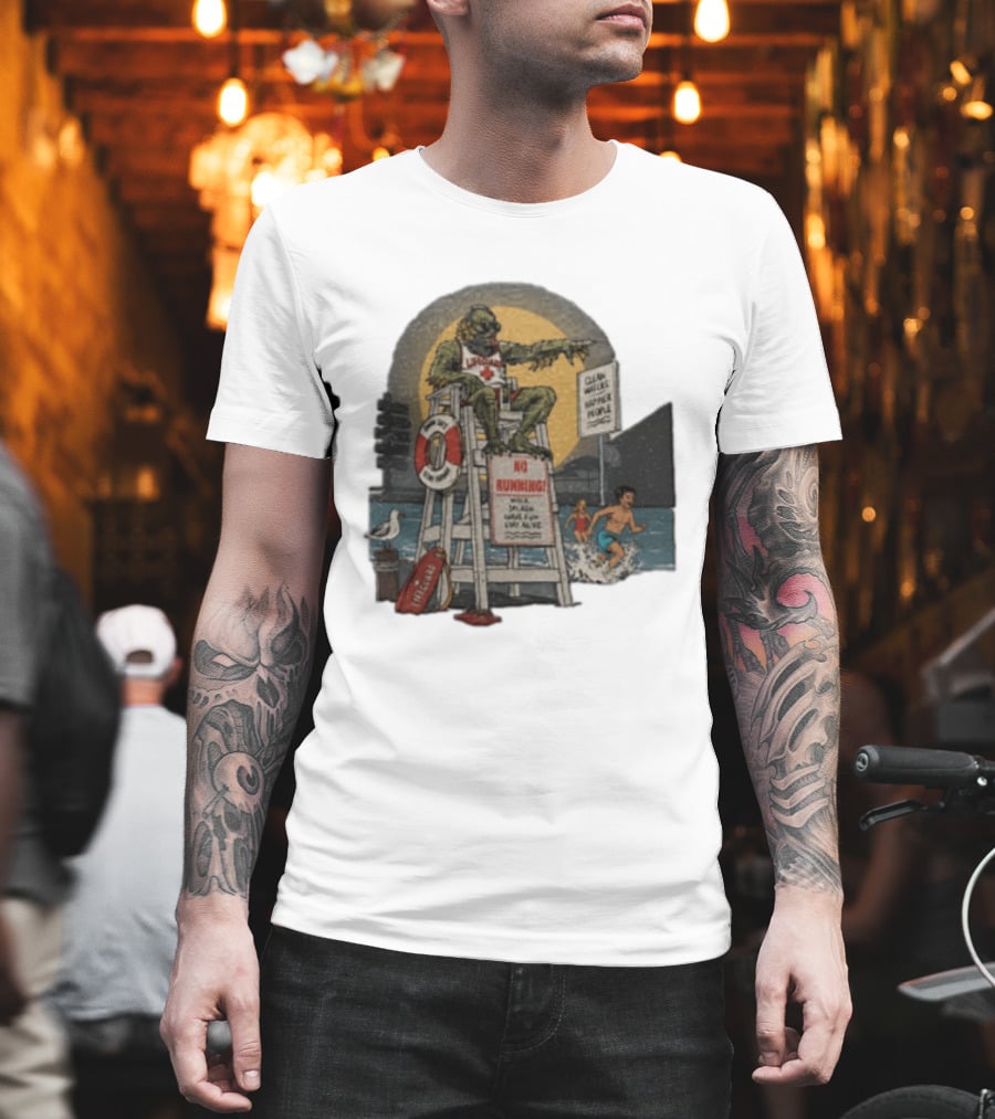 Lifeguard Creature No Running Walk Splash Stay Alive Clean Waters Happy People T-Shirt