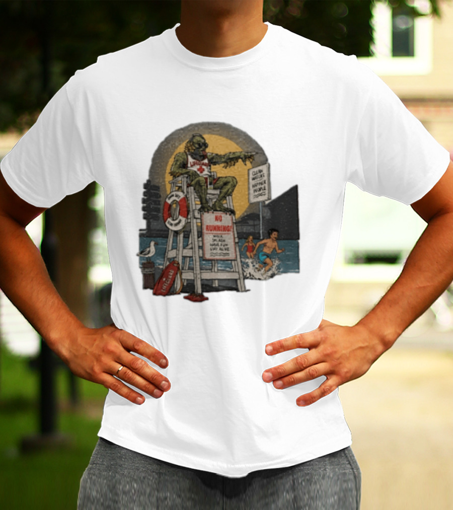 Lifeguard Creature No Running Walk Splash Stay Alive Clean Waters Happy People T-Shirt