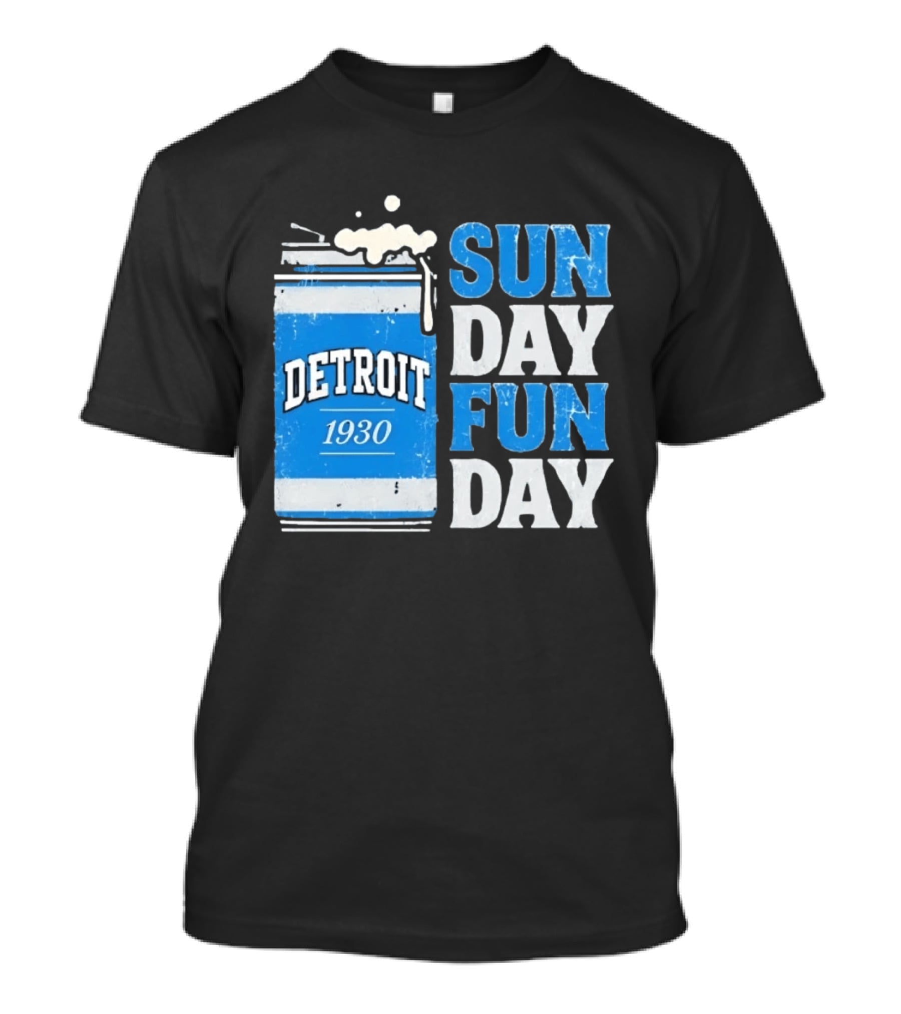 Detroit 1930 Beer Can Sun Day Fun Day Distressed T-Shirt