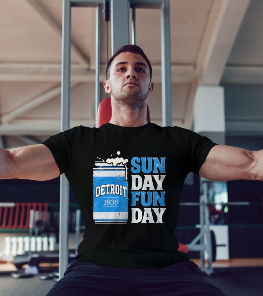 Detroit 1930 Beer Can Sun Day Fun Day Distressed T-Shirt