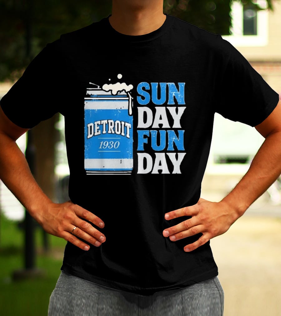 Detroit 1930 Beer Can Sun Day Fun Day Distressed T-Shirt