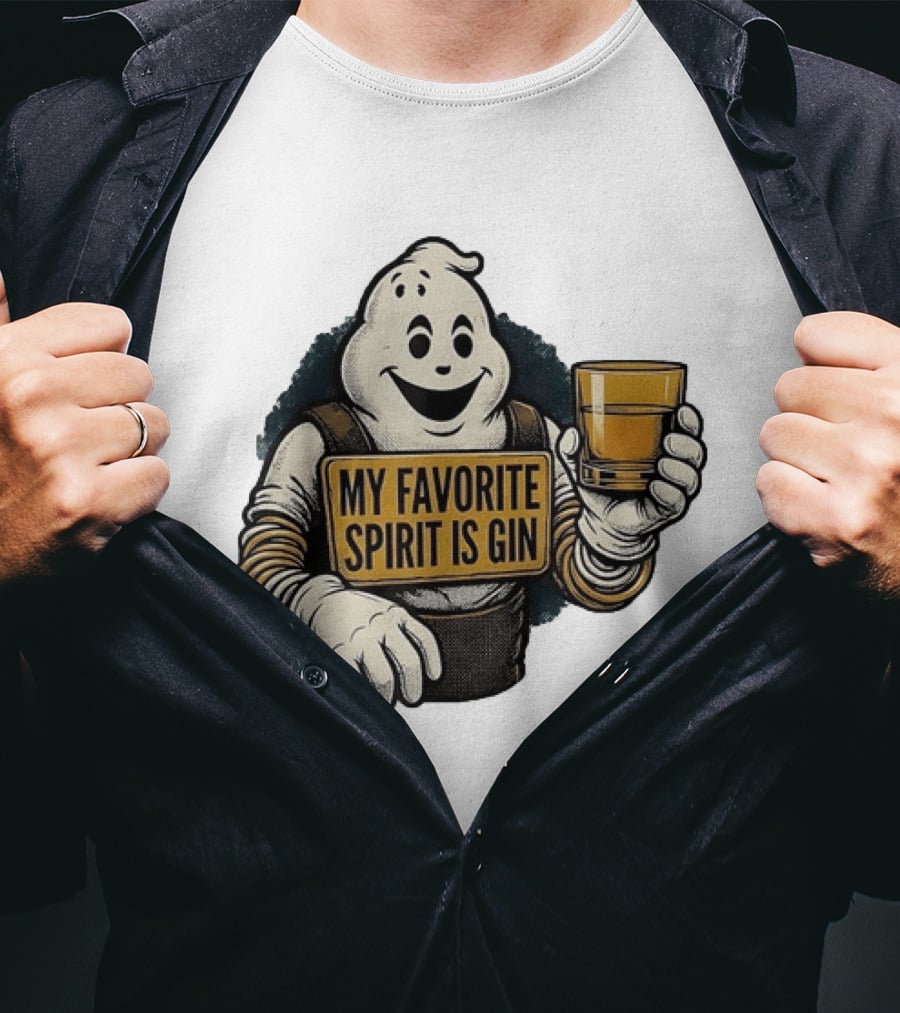 My Favorite Spirit Is Gin Ghost Character With Drink T-Shirt