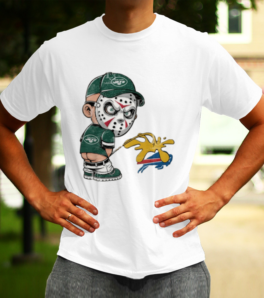 New York Jets Jason Voorhees Pissing On Buffalo Bills T-Shirt