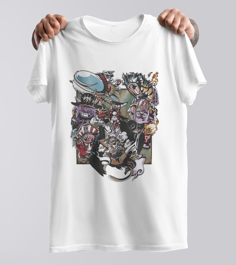 One Piece And Pokémon Crossover Featuring Iconic Characters T-Shirt