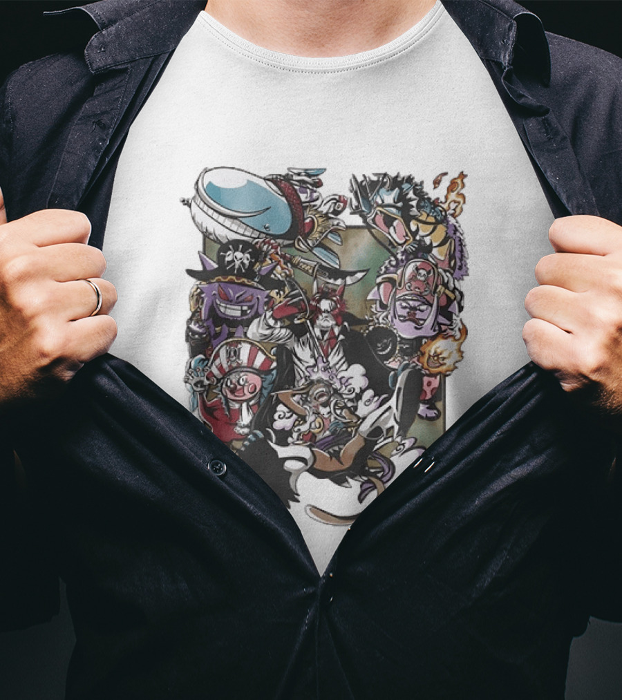 One Piece And Pokémon Crossover Featuring Iconic Characters T-Shirt