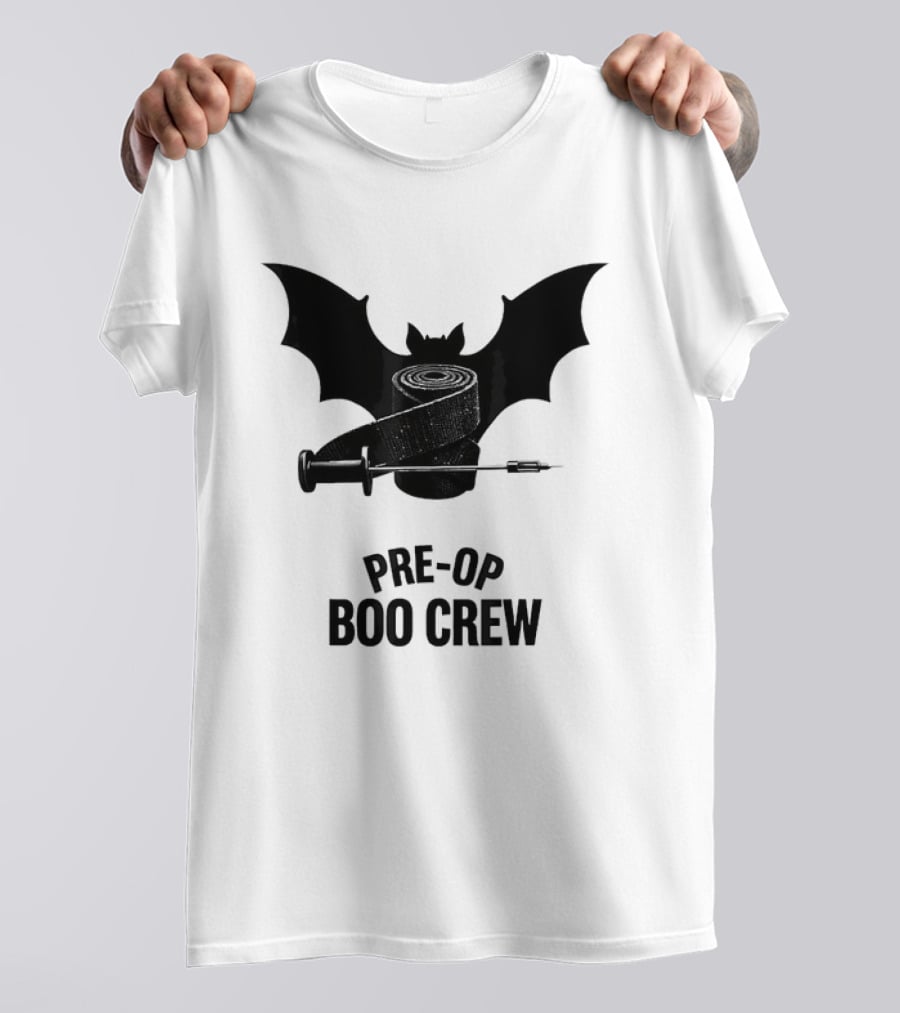 Halloween Pre Op Boo Crew Bat Syringe Nurse T-Shirt