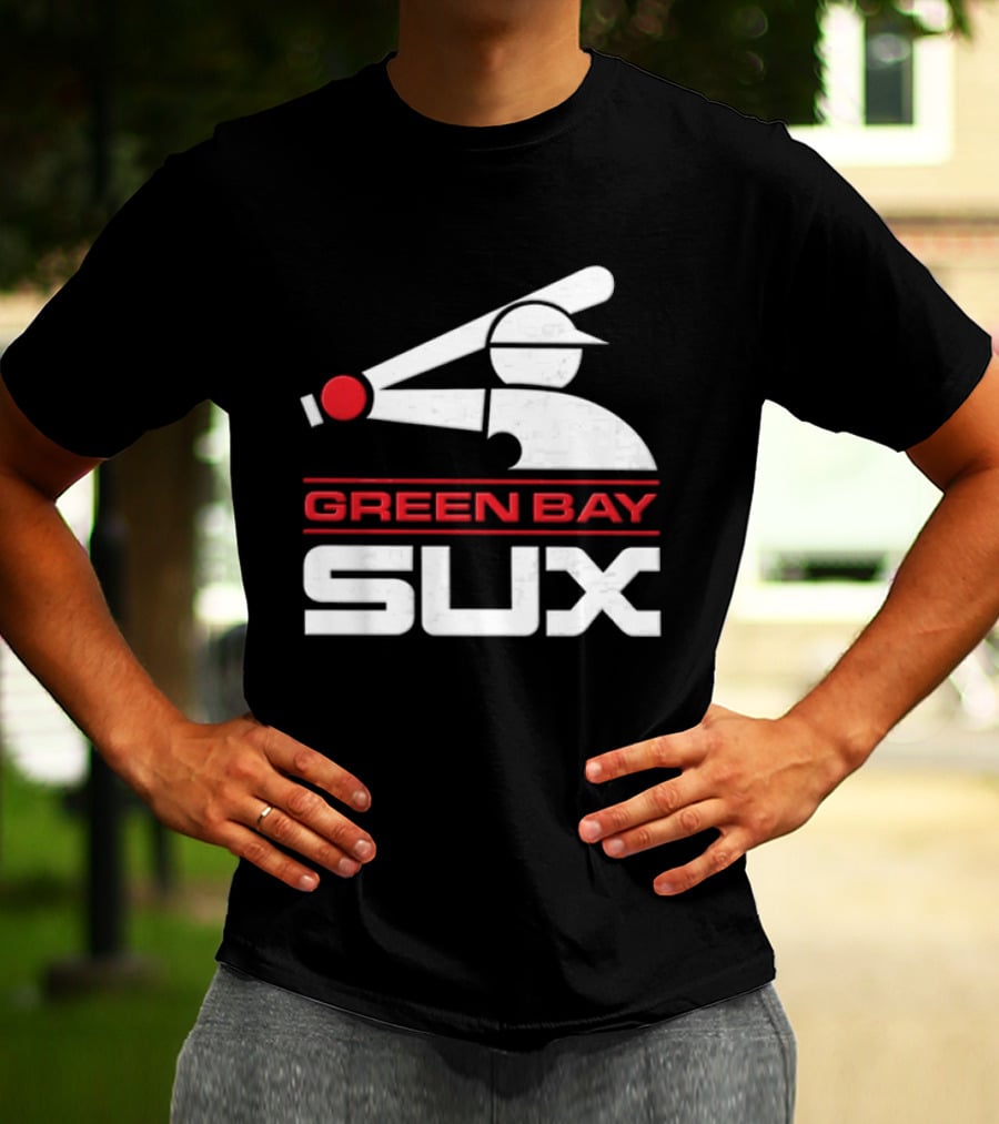Green Bay Sux Chicago Political Baseball T-Shirt