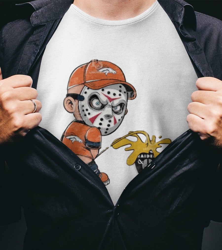 Denver Broncos Jason Voorhees Urinating On Las Vegas Raiders T-Shirt