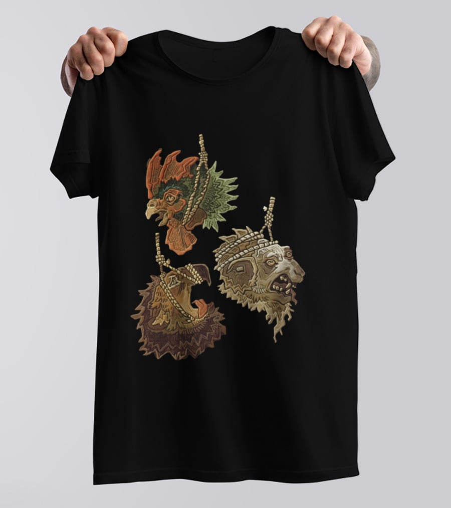 Three Severed Animal Heads With Nooses Vivid T-Shirt