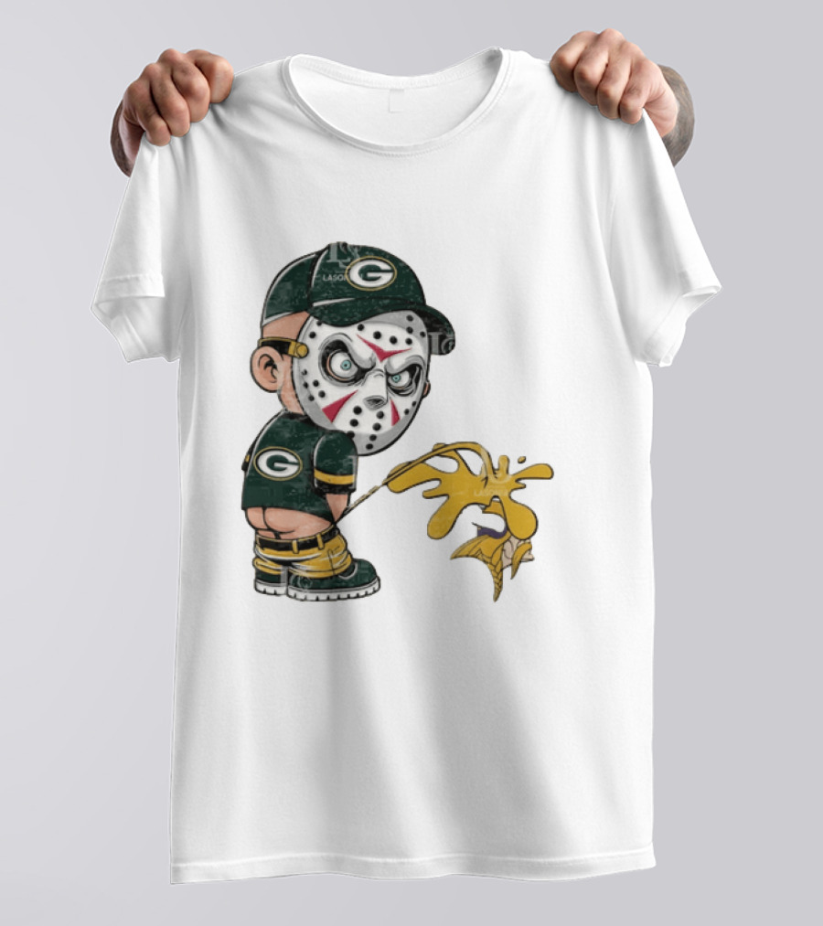 Green Bay Packers Jason Voorhees Piss On Minnesota Vikings Rivalry Humor T-Shirt