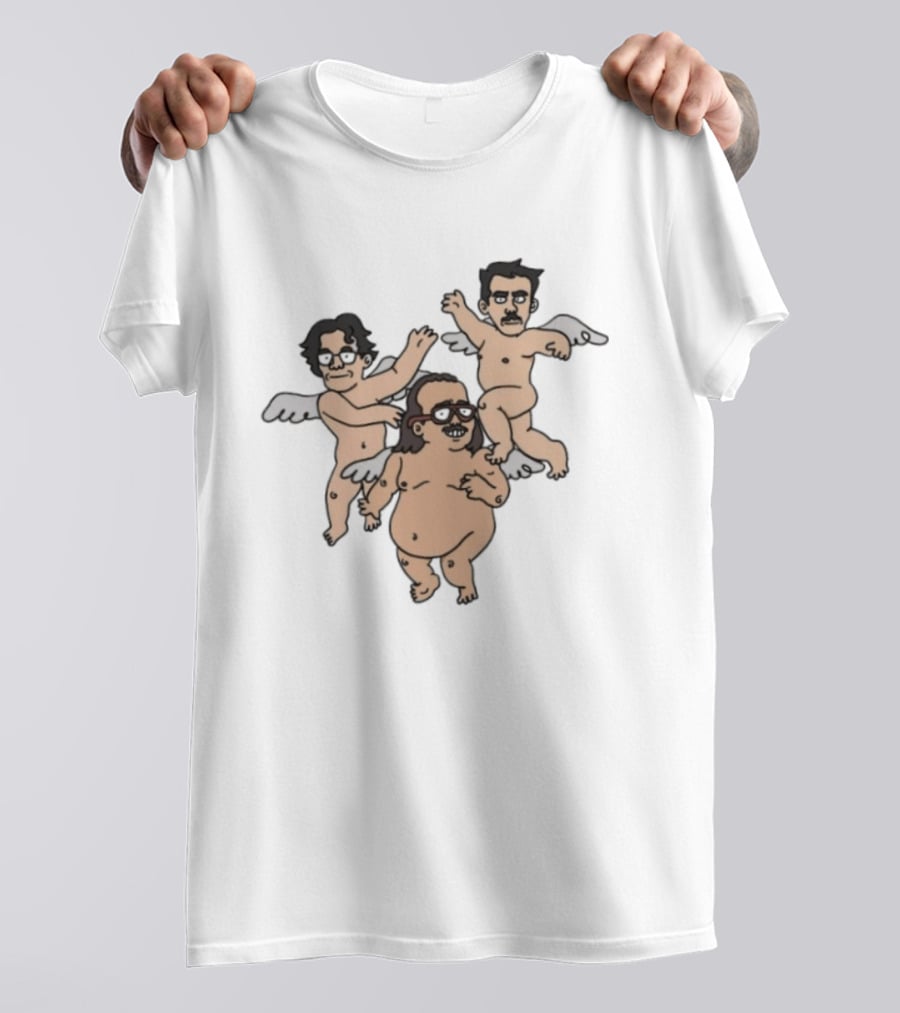 Wilford Brimley And Friends Cherub Angels Cartoon Character Trio T-Shirt