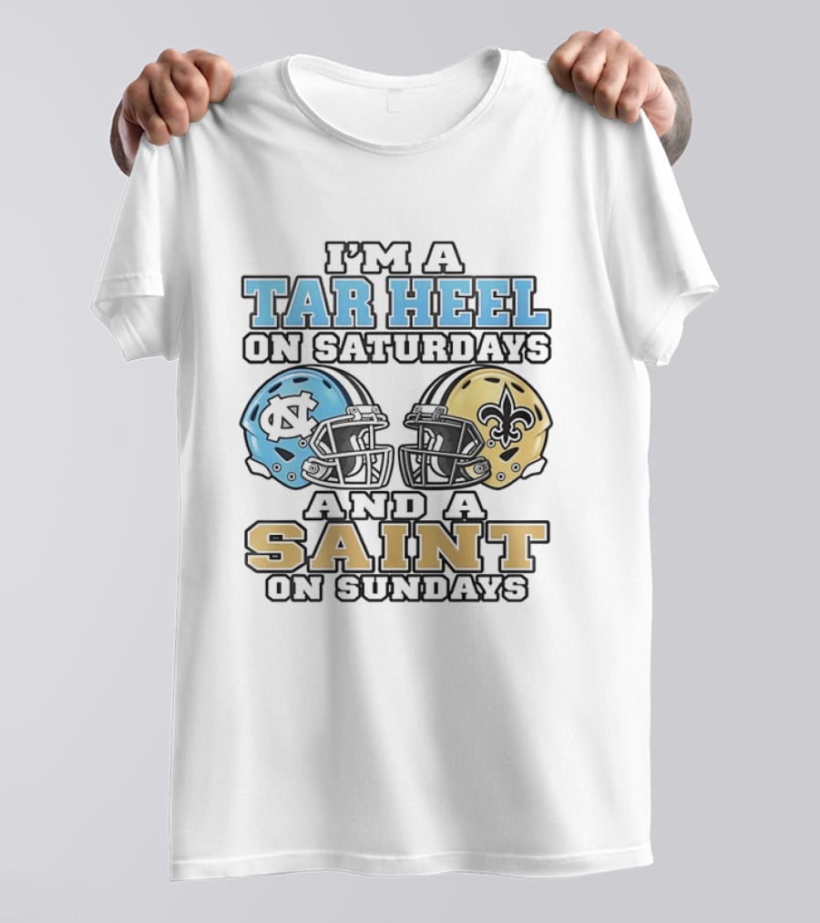 Tar Heel North Carolina Saturdays Saint Sundays Football Helmets T-Shirt