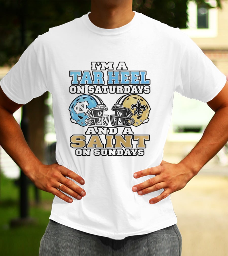 Tar Heel North Carolina Saturdays Saint Sundays Football Helmets T-Shirt