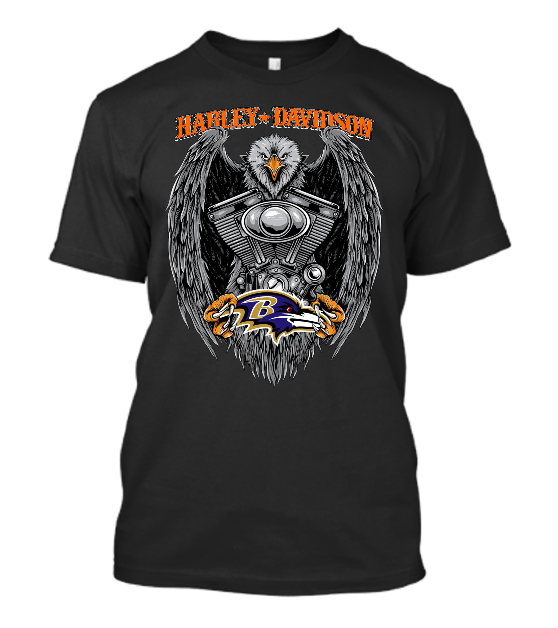 Harley Davidson Eagle Engine Baltimore Ravens T-Shirt