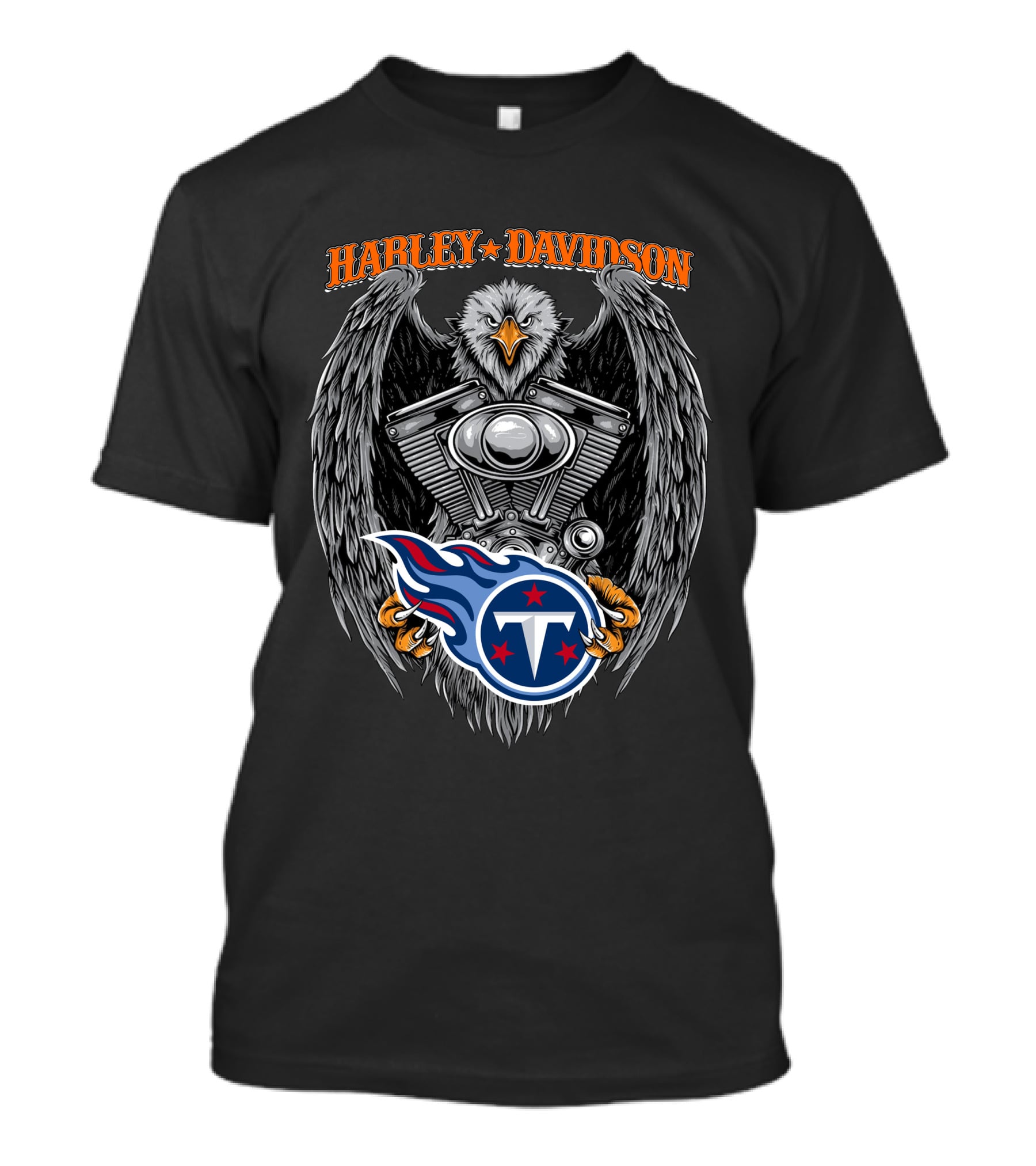 Harley Davidson Eagle Engine With Tennessee Titans T-Shirt