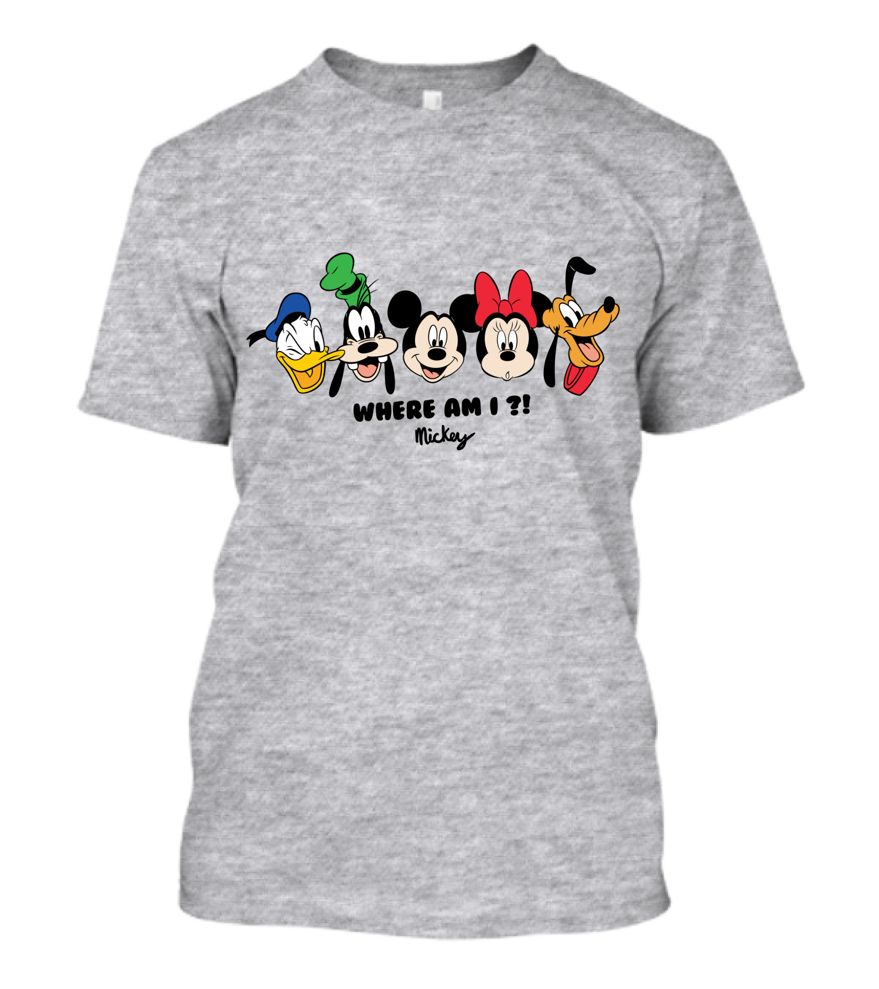 Mickey Donald Goofy Minnie Pluto Where Am I ? T-Shirt