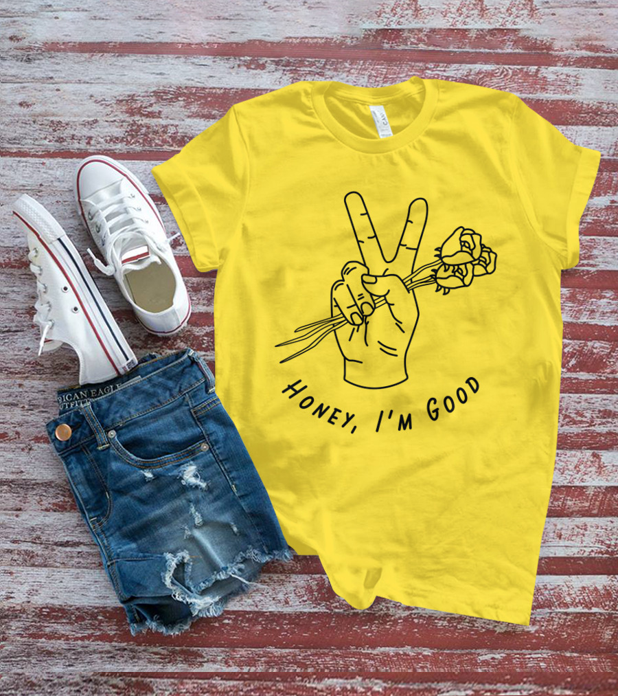 Andy Grammer Honey I'm Good Yellow Hand Peace Sign Roses T-Shirt