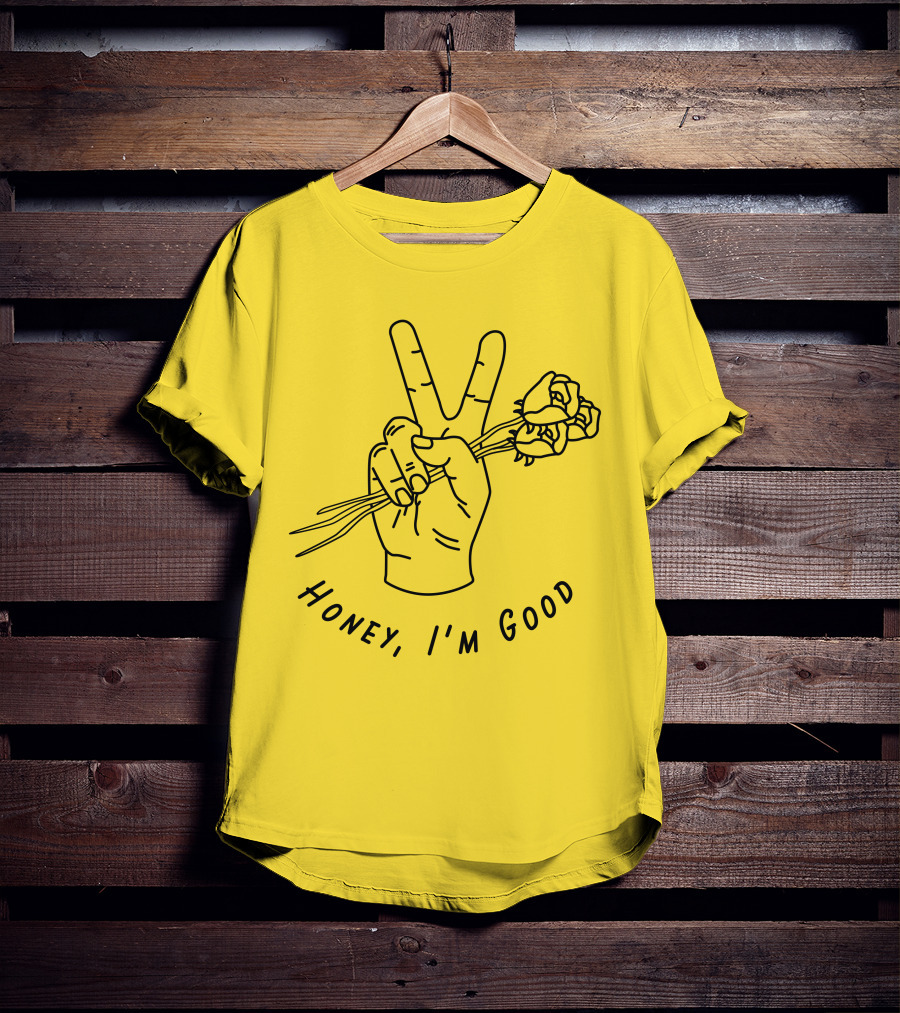 Andy Grammer Honey I'm Good Yellow Hand Peace Sign Roses T-Shirt