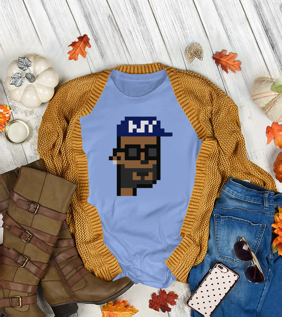 Open Sea Store Citipunk 0003 Julia NFT Pixel Art Character With Blue Cap And Glasses T-Shirt