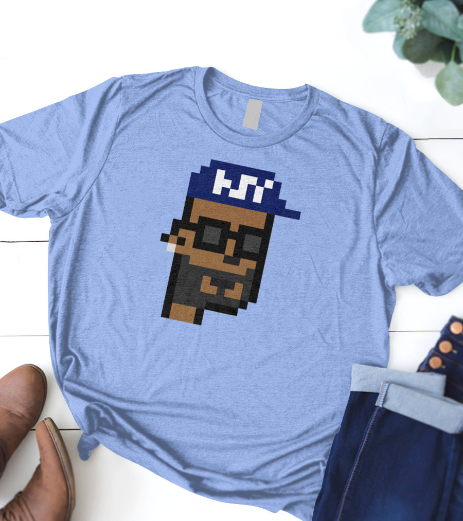 Open Sea Store Citipunk 0003 Julia NFT Pixel Art Character With Blue Cap And Glasses T-Shirt