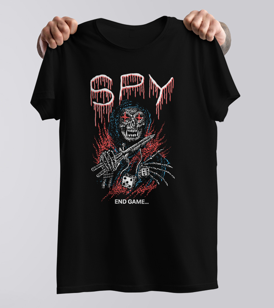 Spy End Game Skull With Dice And Blades T-Shirt