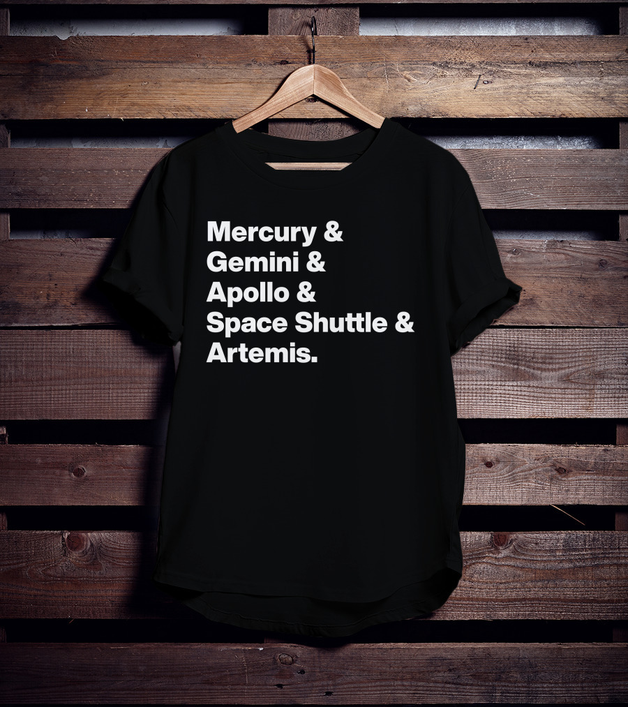 Mercury Gemini Apollo Space Shuttle Artemis Program Missions T-Shirt
