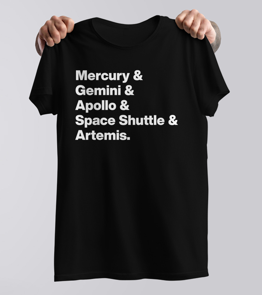 Mercury Gemini Apollo Space Shuttle Artemis Program Missions T-Shirt