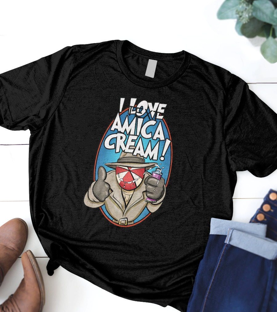 I Love Amica Cream That Umbrella Guy Thumbs Up With Drink T-Shirt