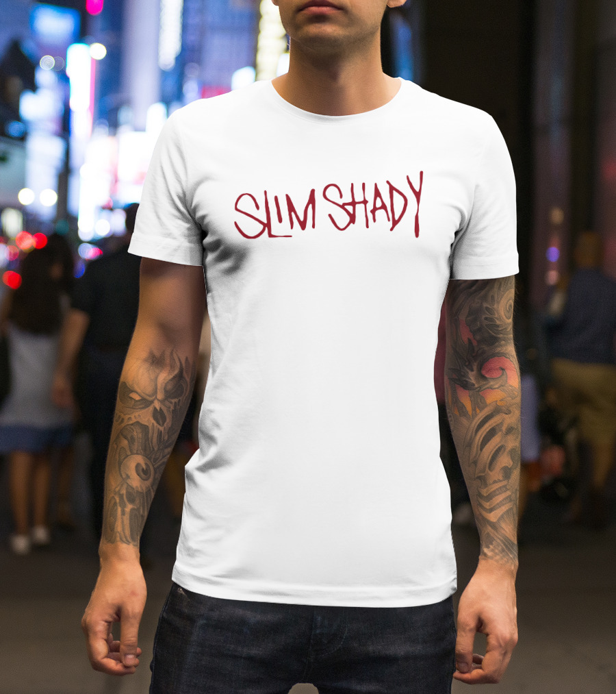 Eminem Merch Slim Shady Red Text Iconic Typography T-Shirt
